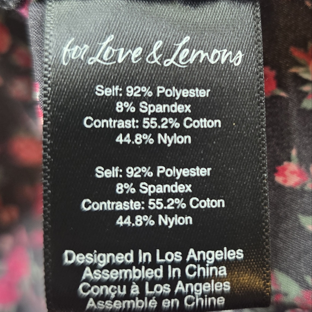 For Love & Lemons Black Off-Shoulder Ruched Mini Dress with Floral Print - Picture 13 of 15